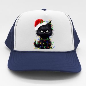 Black Cat Santa Christmas Family Matching Pajamas Xmas Trucker Hat