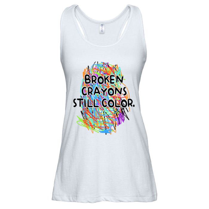 Broken Crayons Still Color Mental Health Awareness Supporter Ladies Essential Flowy Tank