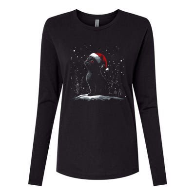 Black Cat Santa Hat Christmas Xmas Kitten Womens Cotton Relaxed Long Sleeve T-Shirt