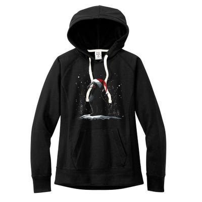 Black Cat Santa Hat Christmas Xmas Kitten Women's Fleece Hoodie