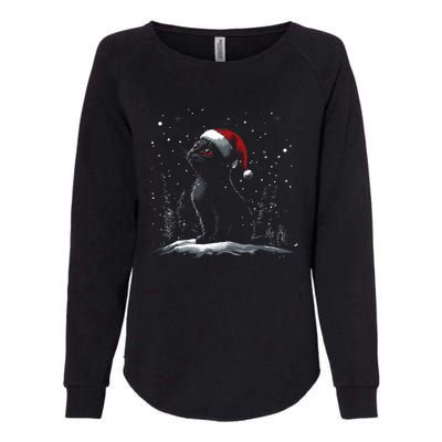 Black Cat Santa Hat Christmas Xmas Kitten Womens California Wash Sweatshirt