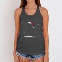 Black Cat Santa Hat Christmas Xmas Kitten Women's Knotted Racerback Tank