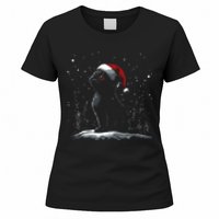 Black Cat Santa Hat Christmas Xmas Kitten Women's T-Shirt