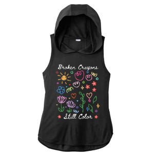 Broken Crayons Still Color Suicide Prevention Semicolon Ladies PosiCharge Tri-Blend Wicking Draft Hoodie Tank