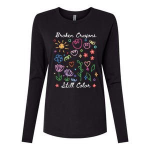 Broken Crayons Still Color Suicide Prevention Semicolon Womens Cotton Relaxed Long Sleeve T-Shirt