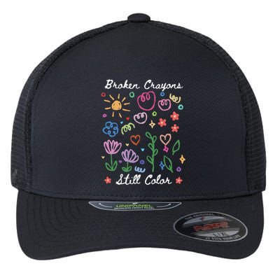 Broken Crayons Still Color Suicide Prevention Semicolon Flexfit Unipanel Trucker Cap
