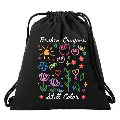 Broken Crayons Still Color Suicide Prevention Semicolon Drawstring Bag