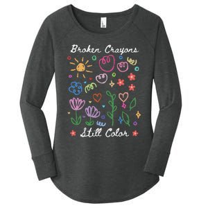 Broken Crayons Still Color Suicide Prevention Semicolon Women's Perfect Tri Tunic Long Sleeve Shirt