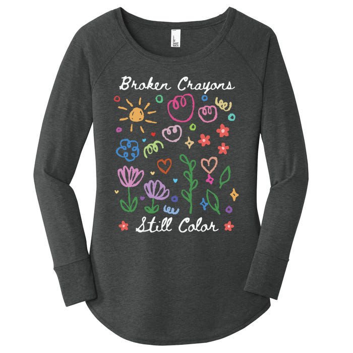 Broken Crayons Still Color Suicide Prevention Semicolon Women's Perfect Tri Tunic Long Sleeve Shirt