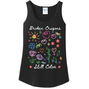 Broken Crayons Still Color Suicide Prevention Semicolon Ladies Essential Tank