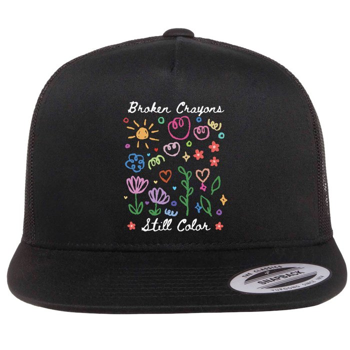 Broken Crayons Still Color Suicide Prevention Semicolon Flatbill Hat