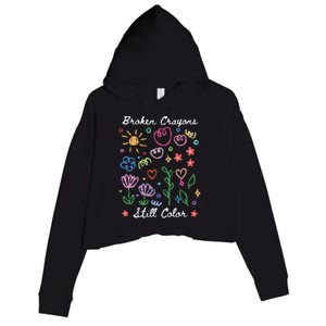 Broken Crayons Still Color Suicide Prevention Semicolon Crop Fleece Hoodie