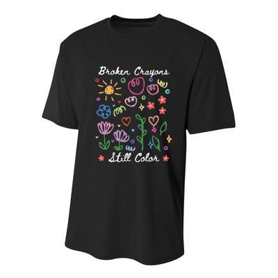 Broken Crayons Still Color Suicide Prevention Semicolon Youth Performance Sprint T-Shirt
