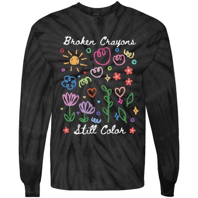 Broken Crayons Still Color Suicide Prevention Semicolon Tie-Dye Long Sleeve Shirt