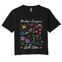 Broken Crayons Still Color Suicide Prevention Semicolon Women's Crop Top Tee