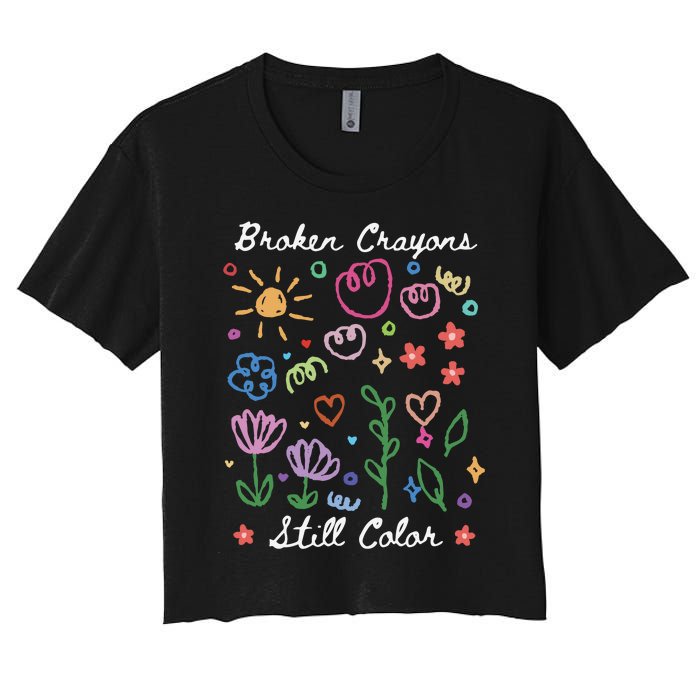 Broken Crayons Still Color Suicide Prevention Semicolon Women's Crop Top Tee