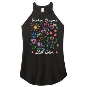 Broken Crayons Still Color Suicide Prevention Semicolon Women's Perfect Tri Rocker Tank