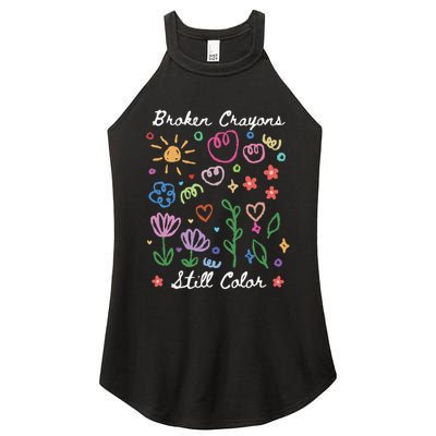 Broken Crayons Still Color Suicide Prevention Semicolon Women's Perfect Tri Rocker Tank