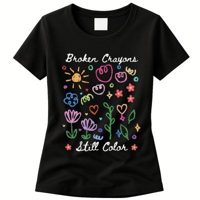 Broken Crayons Still Color Suicide Prevention Semicolon Womens T-Shirt