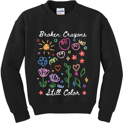 Broken Crayons Still Color Suicide Prevention Semicolon Kids Sweatshirt