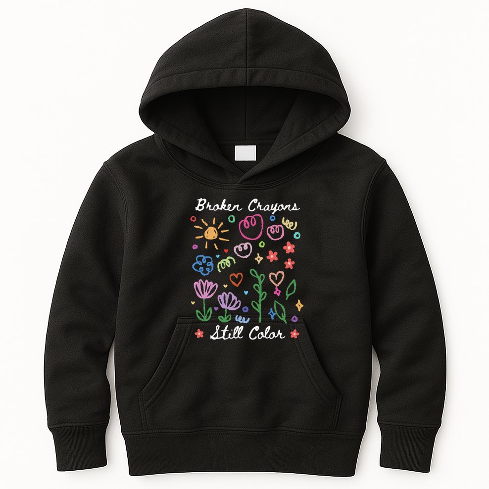 Broken Crayons Still Color Suicide Prevention Semicolon Kids Hoodie