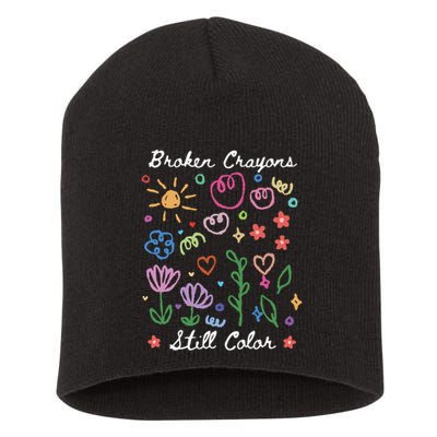 Broken Crayons Still Color Suicide Prevention Semicolon Short Acrylic Beanie