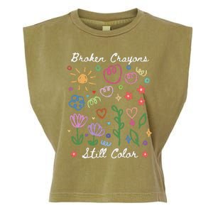 Broken Crayons Still Color Suicide Prevention Semicolon Garment-Dyed Women's Muscle Tee