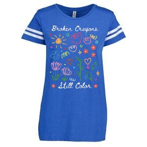 Broken Crayons Still Color Suicide Prevention Semicolon Enza Ladies Jersey Football T-Shirt