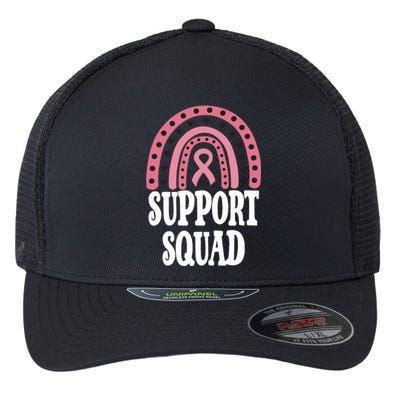 Breast Cancer Support Squad Rainbow Ribbon Flexfit Unipanel Trucker Cap