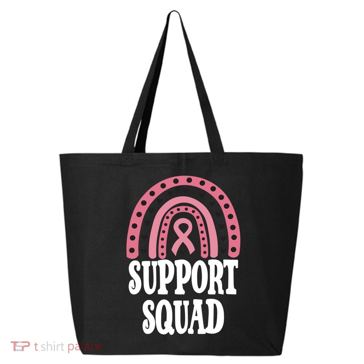 Breast Cancer Support Squad Rainbow Ribbon 25L Jumbo Tote