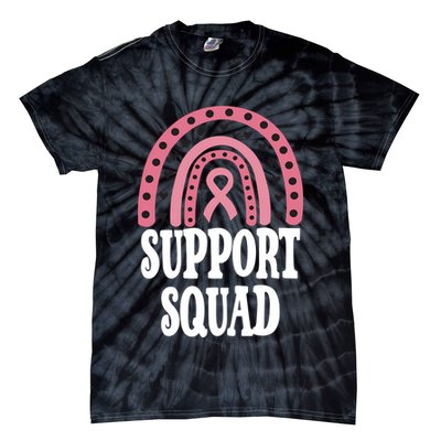 Breast Cancer Support Squad Rainbow Ribbon Tie-Dye T-Shirt