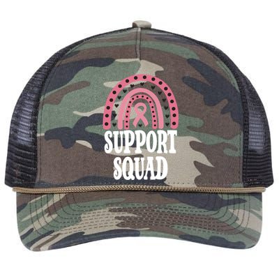 Breast Cancer Support Squad Rainbow Ribbon Retro Rope Trucker Hat Cap