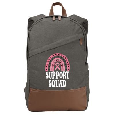 Breast Cancer Support Squad Rainbow Ribbon Cotton Canvas Backpack