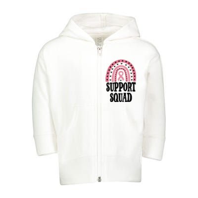 Breast Cancer Support Squad Rainbow Ribbon Toddler Zip Fleece Hoodie