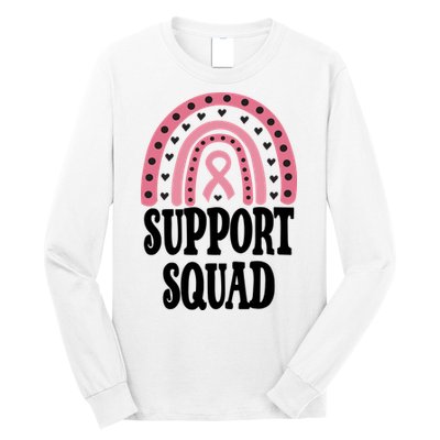 Breast Cancer Support Squad Rainbow Ribbon Long Sleeve Shirt