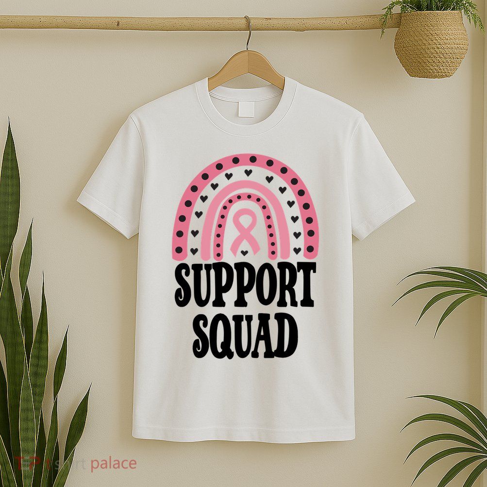Breast Cancer Support Squad Rainbow Ribbon T-Shirt
