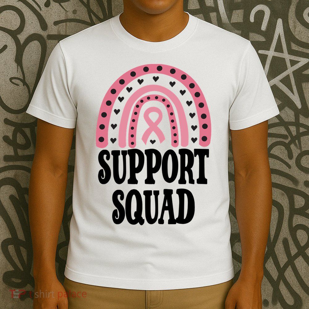 Breast Cancer Support Squad Rainbow Ribbon T-Shirt