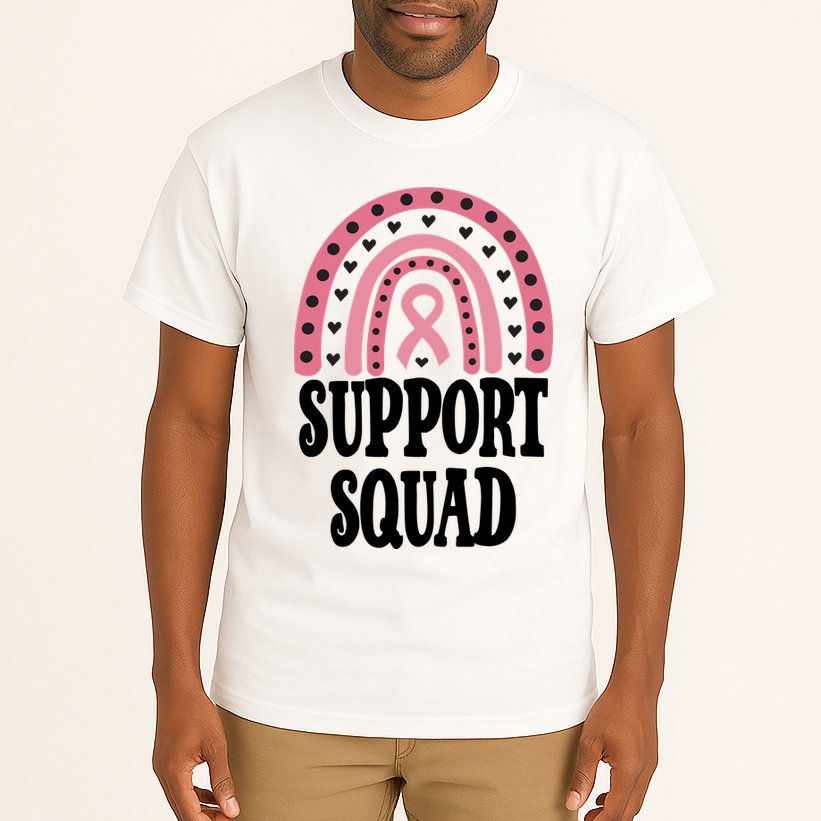 Breast Cancer Support Squad Rainbow Ribbon Tall T-Shirt