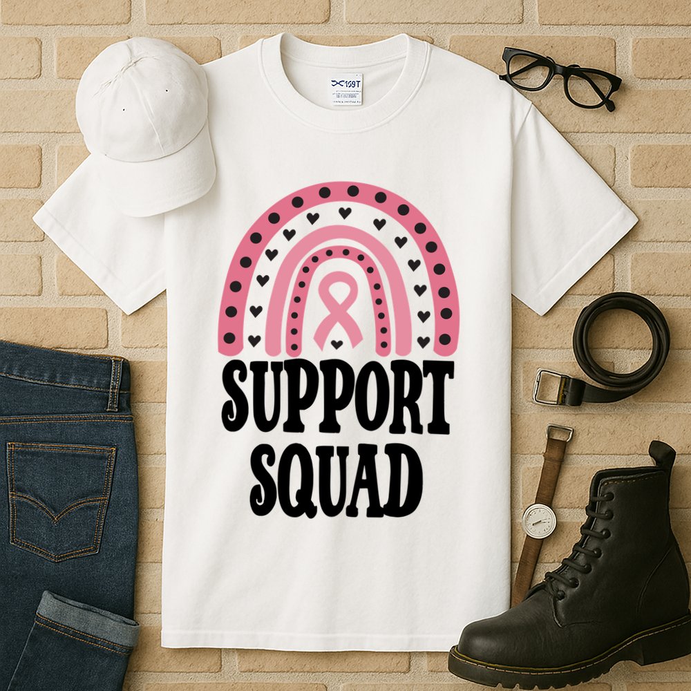 Breast Cancer Support Squad Rainbow Ribbon Tall T-Shirt