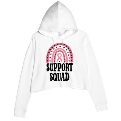 Breast Cancer Support Squad Rainbow Ribbon Crop Fleece Hoodie