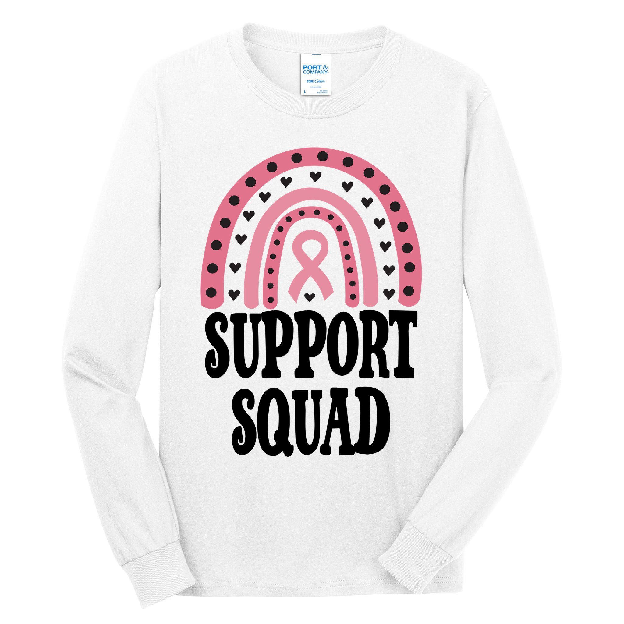 Breast Cancer Support Squad Rainbow Ribbon Tall Long Sleeve T-Shirt