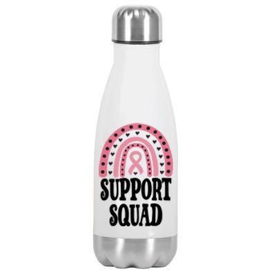 Breast Cancer Support Squad Rainbow Ribbon Stainless Steel Insulated Water Bottle