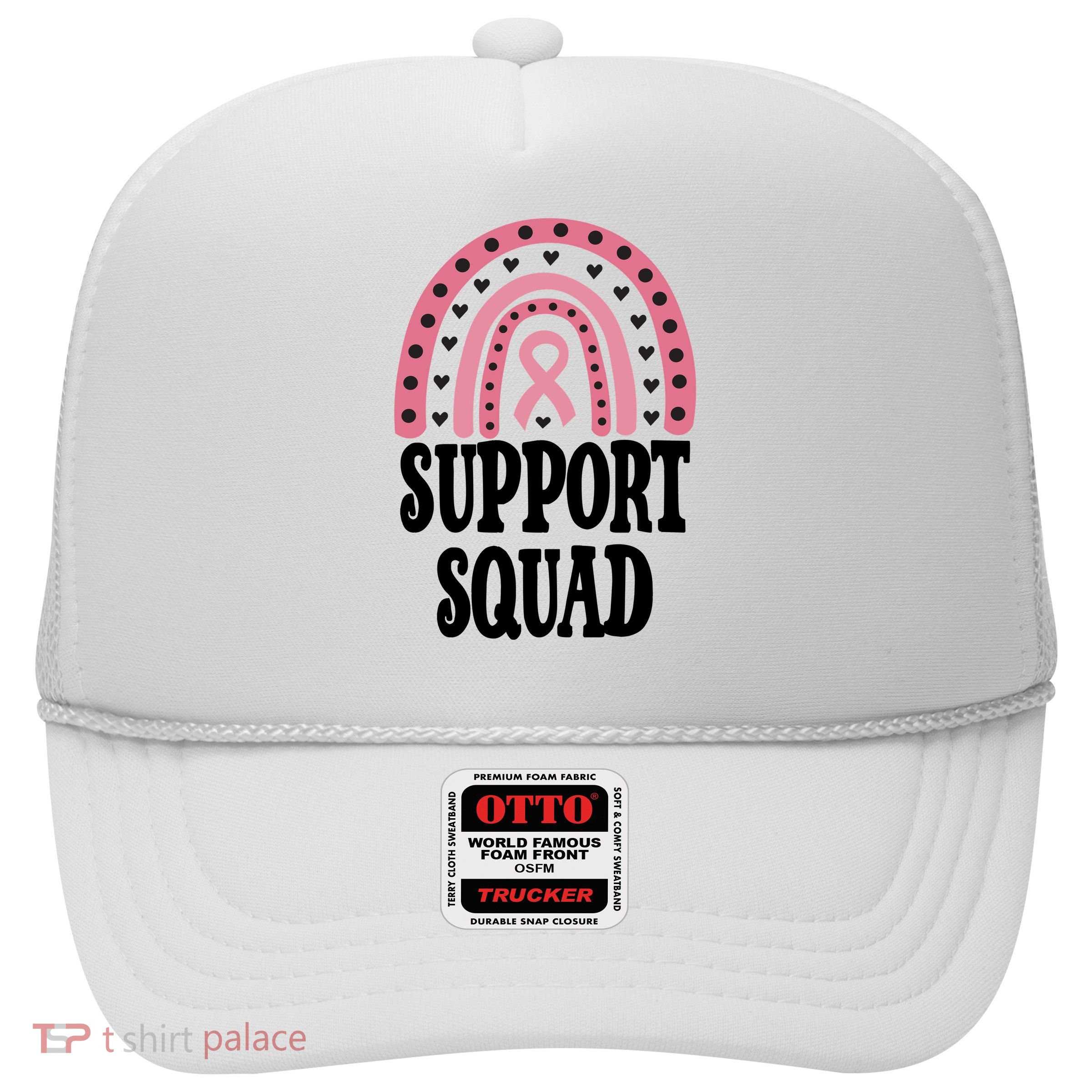 Breast Cancer Support Squad Rainbow Ribbon Trucker Hat