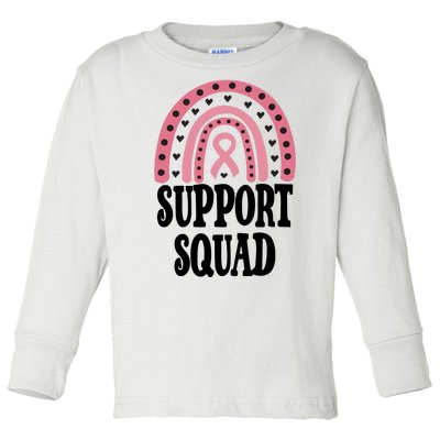 Breast Cancer Support Squad Rainbow Ribbon Toddler Long Sleeve Shirt