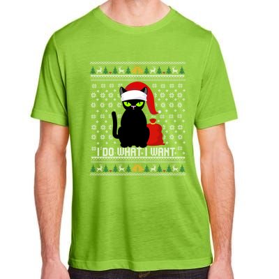 Black Cat Santa Hat I Do What I Want Ugly Christmas Sweater Gift Adult ChromaSoft Performance T-Shirt