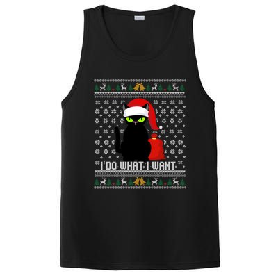 Black Cat Santa Hat I Do What I Want Ugly Christmas Sweater Gift PosiCharge Competitor Tank