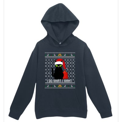 Black Cat Santa Hat I Do What I Want Ugly Christmas Sweater Gift Urban Pullover Hoodie