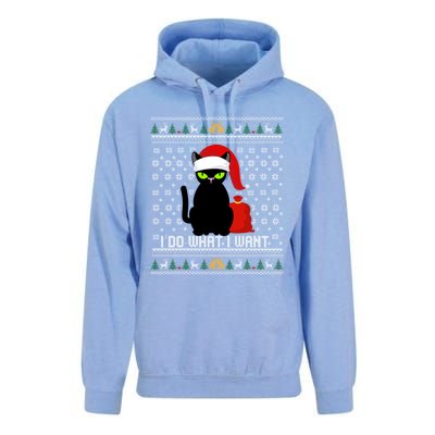 Black Cat Santa Hat I Do What I Want Ugly Christmas Sweater Gift Unisex Surf Hoodie