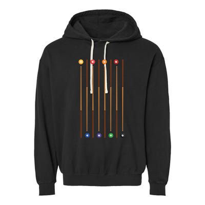 Biliard Cue Stick And 8 Pool Balls Awesome Game Cute Gift Garment-Dyed Fleece Hoodie