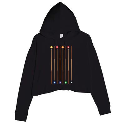 Biliard Cue Stick And 8 Pool Balls Awesome Game Cute Gift Crop Fleece Hoodie